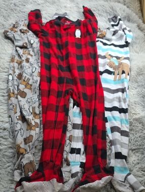 Carter's Red and Black Buffalo Plaid Kids One-Piece Footed Pajamas